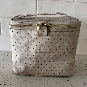 Kate Spade Out To Lunch Tote Bag Polka Dots Beige Black Insulated Picnic Cooler